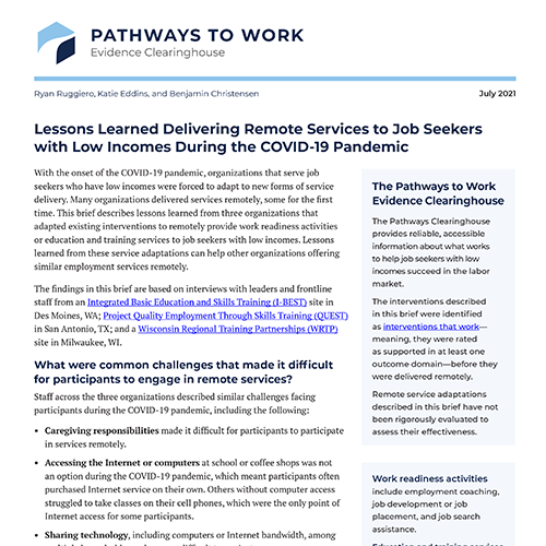 Lessons Learned Delivering Remote Services to Job Seekers with Low Incomes During the COVID-19 Pandemic