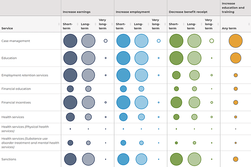 Map of all interventions with evidence by services offered